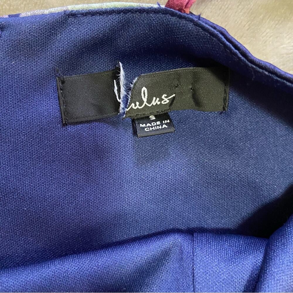 NWOT Lulus Fleur-ty Behavior Navy Blue Floral Satin Tie-Strap Midi Dress - Picture 10 of 11